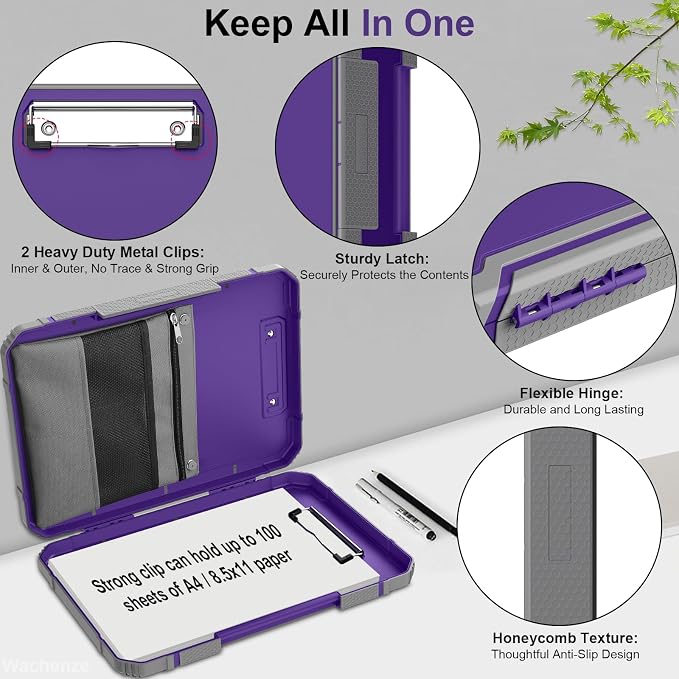 Thicker Clipboard with Storage, Internal Pen Pouch Included, A4 / Letter Size - Image 6