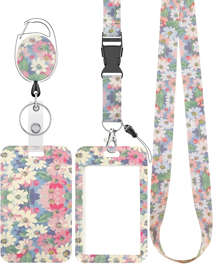 Uniclife Floral Sliding Badge Holder Wild Flower Plastic Case by UnicLife