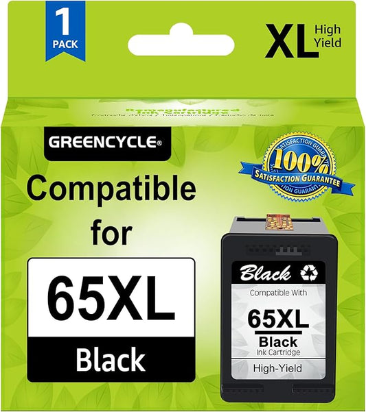 greencycle 65XL Black Ink Cartridge Replacement for HP 65 XL N9K04AN Compatible with Envy 5055 5052 5058 Deskjet 2655 2652 2622 3720 3730 3752 3758 All-in-One Printer (Black, 1 Pack)-DeskLoop Office