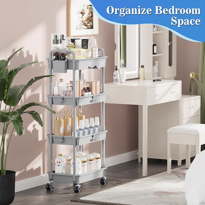 SUNALLY 4 Tier Rolling Utility Cart - Image 7