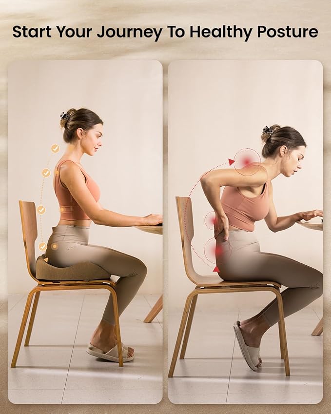 ProtoArc Seat Cushion, Office Chair Cushion for Sciatica, Coccyx Cushion, Ergonomic Memory Foam Seat Cushion for Car, Home, Pressure Relief Pad for Hip, Tailbone, All Day Comfort - Coffee-DeskLoop Office