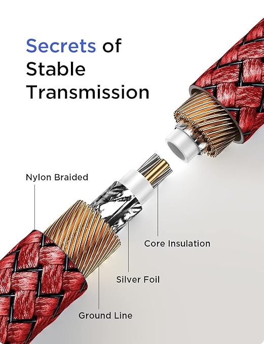 AINOPE 10Gbps Micro B to USB C Hard Drive Cable, [Nylon Braided] USB C to Micro B Cord, USB C to External Hard Drive Cable for Seagate WD Westgate, iPhone 16 Pro MacBook Air M2 Pro, 1.6FT, Red-DeskLoop Office