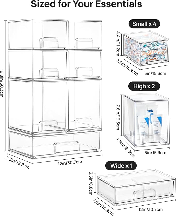 Vtopmart Stackable Storage Drawers Set of 7, Beauty Supplies Storage, Pantry - Image 3