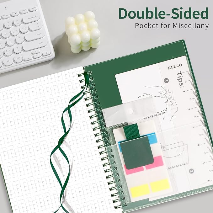 AHGXG Graph Paper Notebook - Spiral Notebook Journal 160 Pages, A5 Graph Notebook 5.7" x 8.3", 100 gsm Thick Grid Paper, Waterproof Plastic Cover, for School Writing Engineering Math, Green-DeskLoop Office