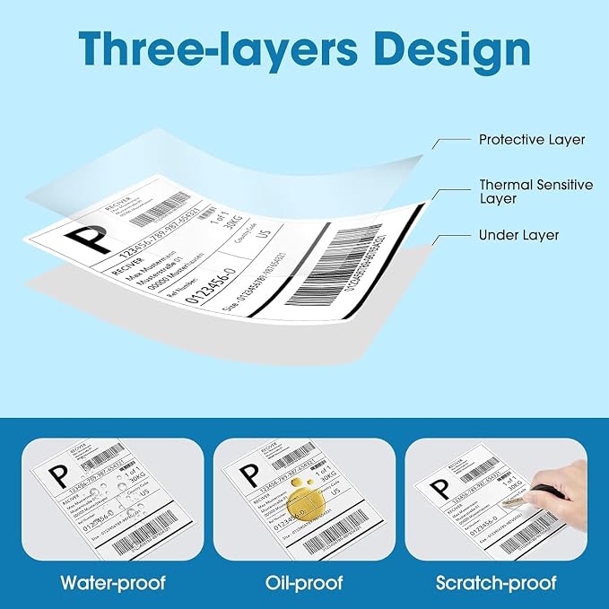 Fuxury Thermal Labels 4x6 4000 Labels Fanfold Direct Shipping Label - Image 3