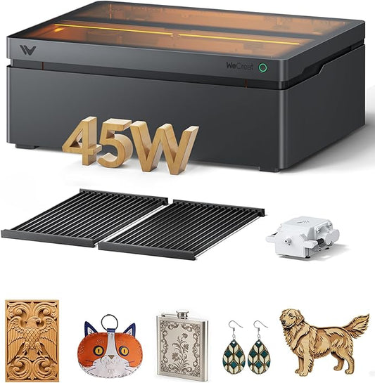 WECREAT Vision Pro 45W Laser Cutter and Engraver with Air Assist, HD Camera & Auto-Lifting, Laser Cutter Cuts 1” Wood, Full Enclosure Laser Engraving Machine for Wood and Metal, Acrylic, Leather etc-DeskLoop Office