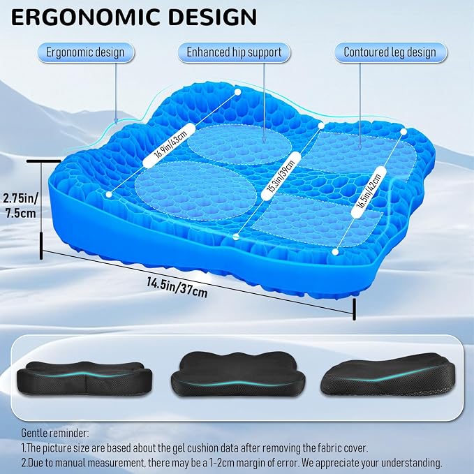 Cooling Gel Seat Cushion, Thickened Big Breathable Honeycomb Design Absorbs - Image 2