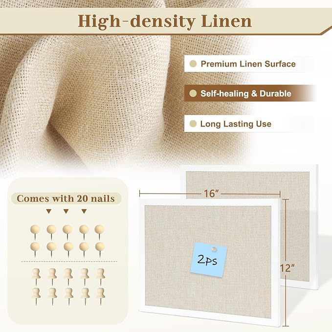 2-Pack Double-Sided Wood Framed Cork Board - Image 4