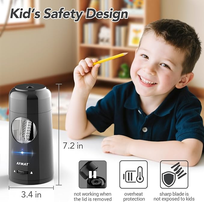 AFMAT Electric Pencil Sharpener, Rechargeable Fully Automatic Pencil Sharpener - Image 7