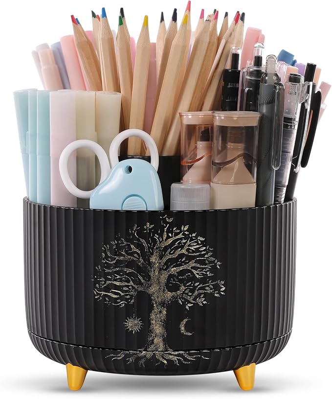 SKYDUE 360 Degree Rotating Desk Organizer, Dual-Purpose Pencil Pen Holder by SKYDUE