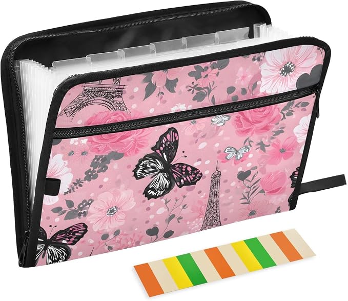 Expanding File Folder Butterfly Rose Eiffeltier Tower Paris France Accordion by ALAZA