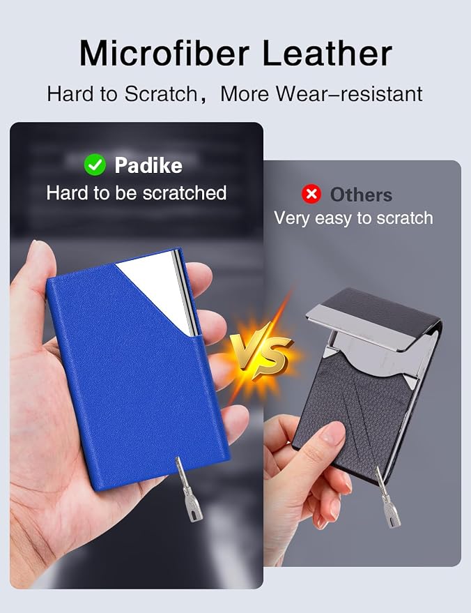 Padike Business Card Holder, Upgraded Leather Business Card Case Pocket Card - Image 3