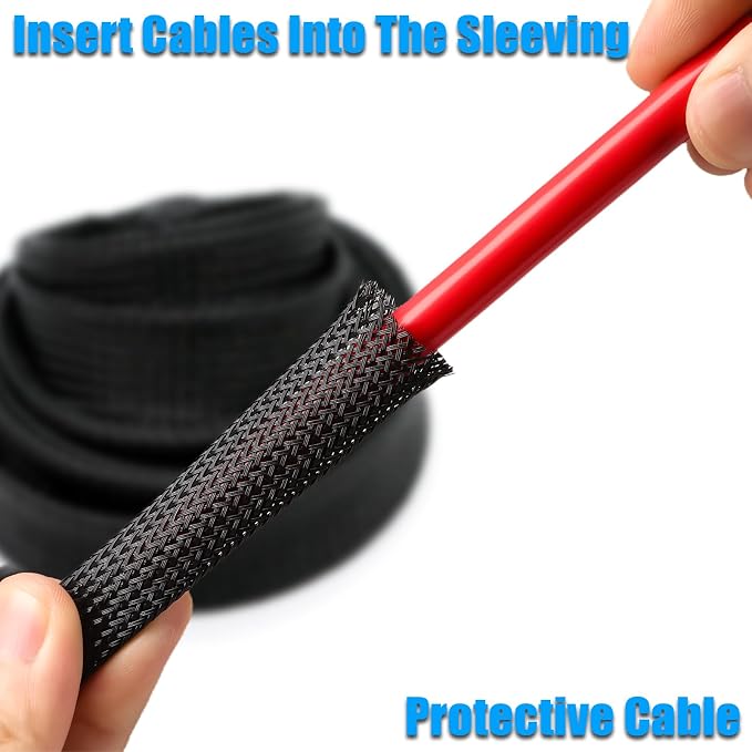 25ft PET Expandable Braided Cable Sleeve 1/3inch Pet Braided Cable Sleeve - Image 4