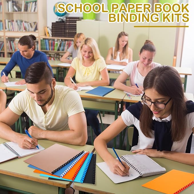 160 Pack Binding Covers and Combs kit 8.5x11 Inches Include 60 Pcs 12 mil Leather Texture Binding Cover 60 Pcs 8 mil Clear PET Presentation Covers 40 Pcs Binding Combs Letter Size(Vivid Color)-DeskLoop Office