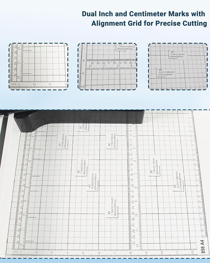 12-Inch Heavy Duty Guillotine Paper Cutter—Cuts 400 Sheets A4 Paper | Solid - Image 2