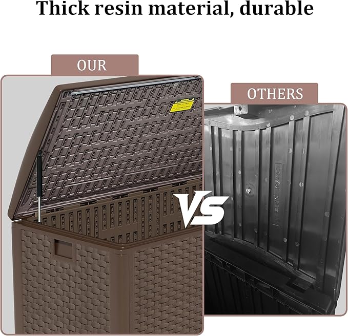 180 Gallon Pro Outdoor Storage Box Waterproof Lockable Resin Deck Box Large, Patio Storage Bin for Pool Accessories Cushion Furniture, Garden Tools, UV-Resistant Outside Delivery Brown-DeskLoop Office