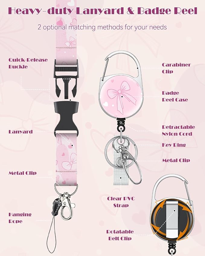 Uniclife Fashionable Sliding Badge Holder Bowknot Pattern Plastic Card Holder - Image 4