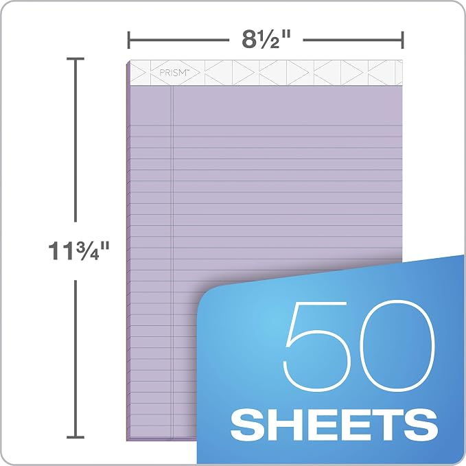 Tops Prism Writing Pads, 8-1/2" x 11-3/4", Legal Rule, Perforated, 50 Sheets - Image 3