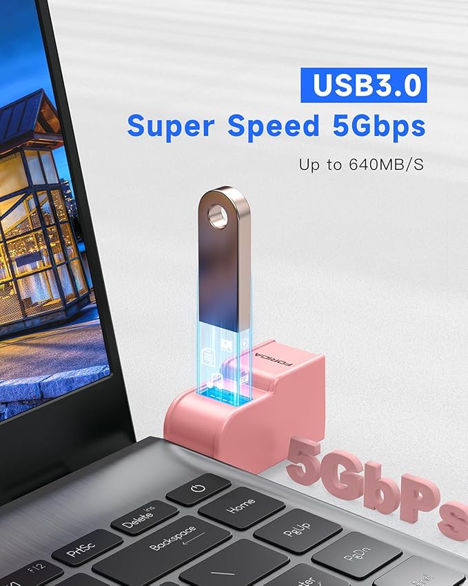 3 Ports USB 3.0 Adapter, USB Hub with 1 USB 3.0 and 2 USB 2.0 Port, Portable USB Port Splitter for Keyborad, Mobile Hard Disk, U Disk, Camera, Mouse,etc (Pink)-DeskLoop Office