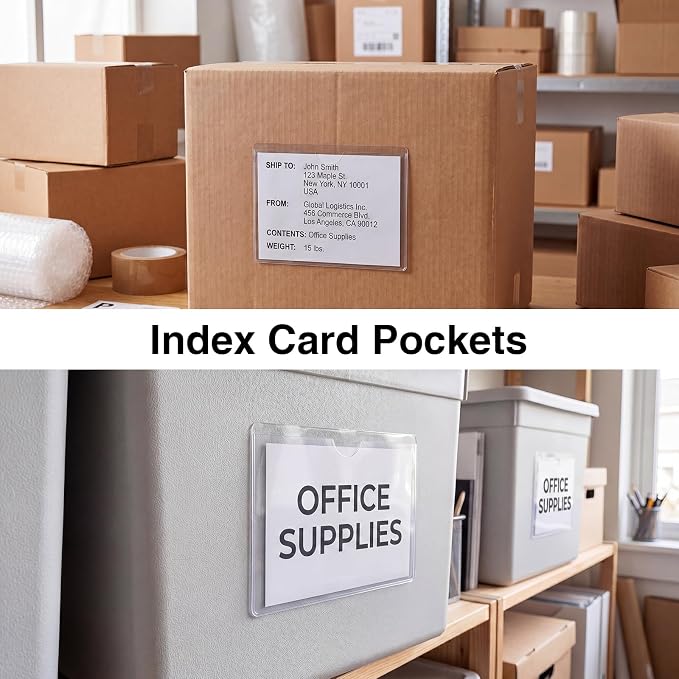 36 Pack 4" x 6" Index Card Holder Adhesive Label Holders Clear Tote Bag Plastic - Image 7