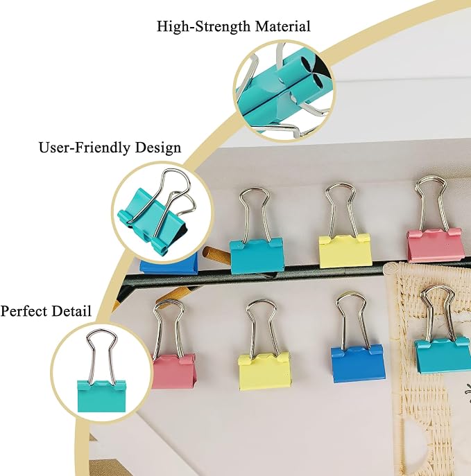 40-Pack Mini Binder Clips in 4 Colors, 15mm/0.6-Inch Small Paper Clips - Image 3