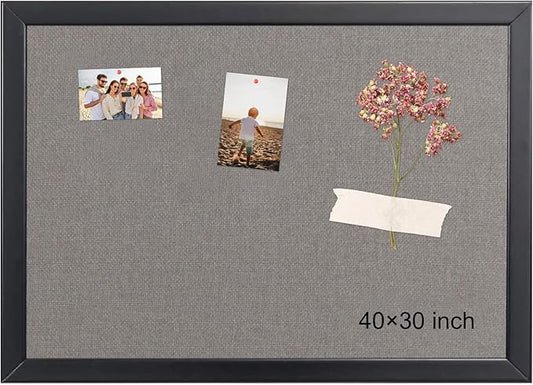 Gideal Bulletin Board 40x30 Inch, Cork Board with Grey Fabric and Pine Wood Frame, Cork Boards for Walls, Wall Mounted Fabric Notice Board for Home Office School, Vision Board and Message Organizer-DeskLoop Office