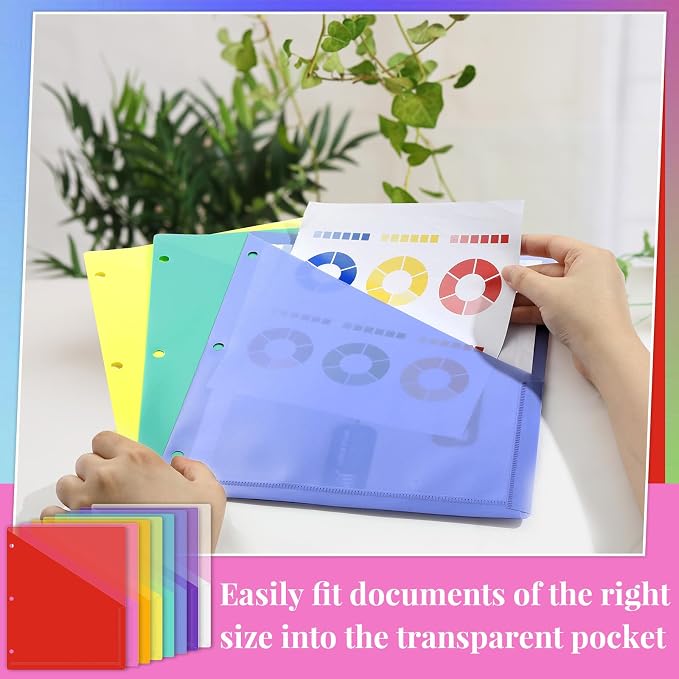 48 Pack 3-Ring Binder Pockets Translucent Polyester 3 Hole Binder Plastic - Image 4