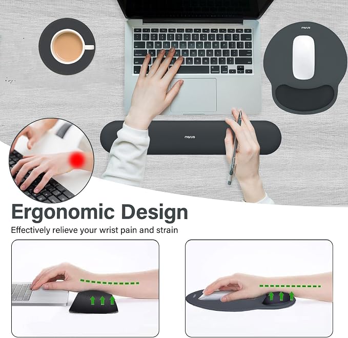 MOSISO Wrist Rest Support for Mouse Pad&Keyboard Set, Circle Curved Ergonomic - Image 3