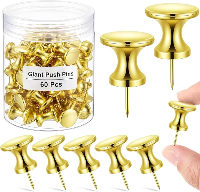 Outus 60 Pcs Giant Push Pins Jumbo Tacks 1/1.8inch Plastic Head by Outus