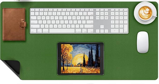 Green Leather Desk Mat, Dual-Side Use Desk Matt - Image 7