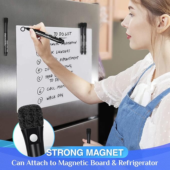 JR.WHITE Dry Erase Markers Fine Tip, Magnetic Dry Erase Markers Black Thin Dry - Image 5