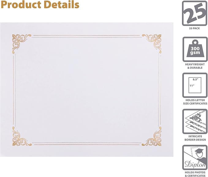 Better Office Products 25 Pack White Certificate Holders, Diploma Holders - Image 3