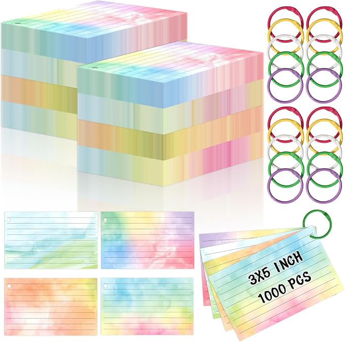 1000 PCS Colored Index Cards by DOSTATNI