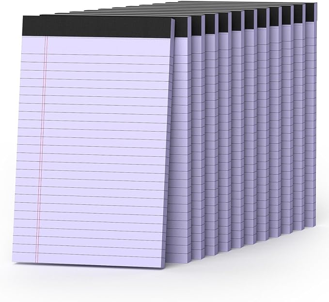 360 Sheets Purple Note Pads 5" x 8" Pack of 12 Small Legal Pads College Ruled Lined Paper with Micro-Perforated Writing Notebook 30 Sheets per Pad Small Notepad for School, Office & Home Supplies-DeskLoop Office
