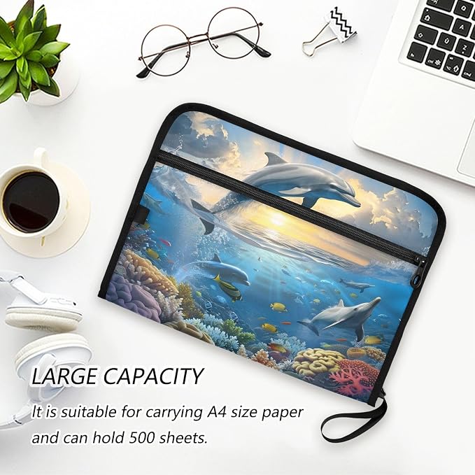 Expanding File Folder Dolphins Nautical Ocean Accordion File Organizer 13 - Image 5