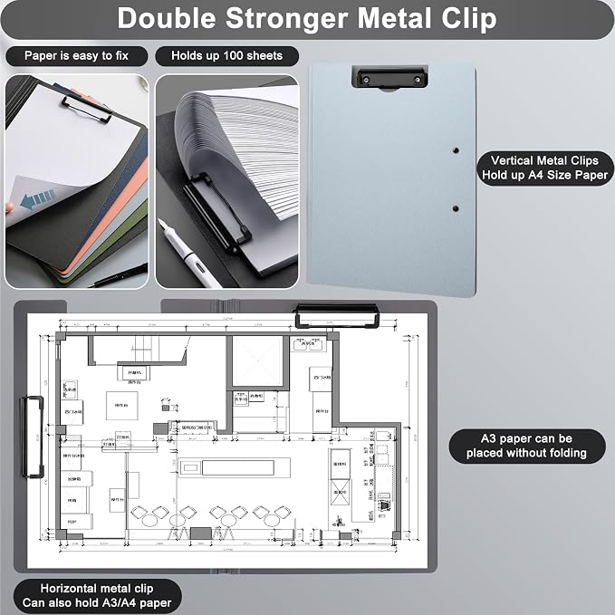 SFLHHDM 1 PCS Clipboards Foldable, Folding 360°Cover Folder Clipboard, Plastic - Image 3