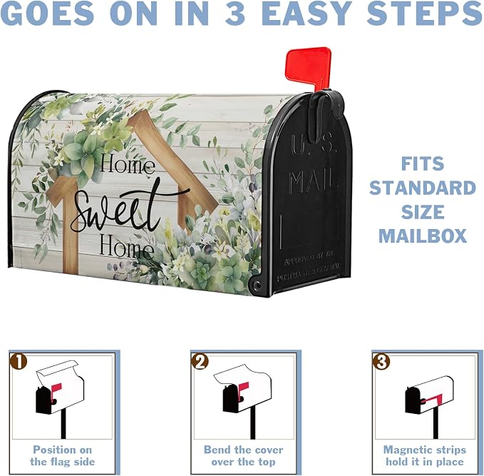 Welcome Spring Leaves Floral Mailbox Covers Magnetic Standard Size Spring - Image 7