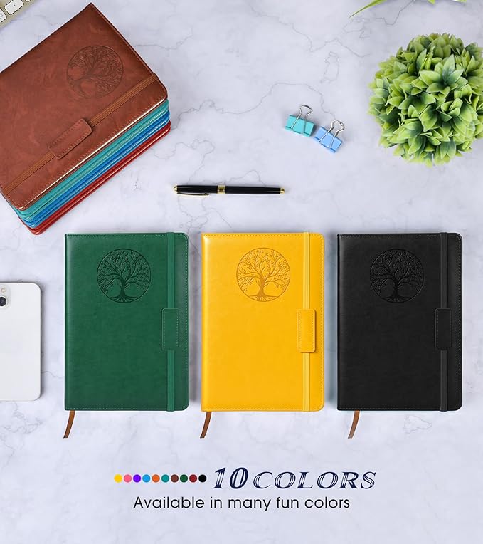 Lined Journal Notebook for Women Men,256 Pages A5 Hardcover Leather Journals for Writing,Travel,Business,Work & School,College Ruled Notebooks for Note Taking,Diary Notepad 5.7"×8.3" yellow-DeskLoop Office