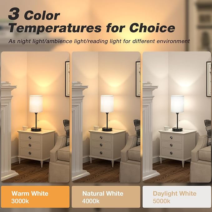 Grey Nightstand Lamps 3 Color Temperatures - Image 2
