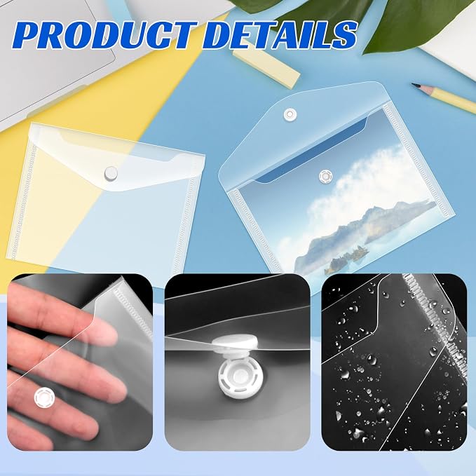Vmiapxo 20 Pack Stamp and Die Storage Pockets, Reusable Small Plastic Envelopes - Image 3