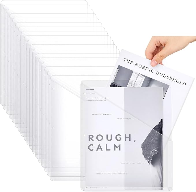 Seajan 48 Pcs Pocket Folders for 3 Ring Binder Clear Plastic Folders Sleeves by Seajan