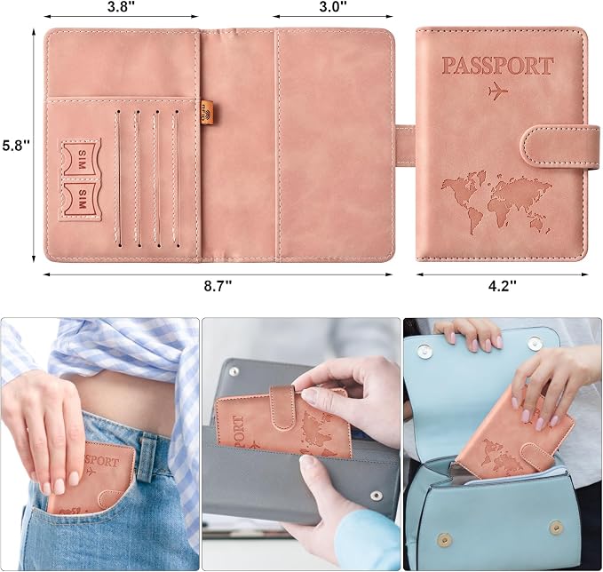 Eoehro Passport Holder for Travel Essentials, Passport Wallet Cover Case for - Image 2