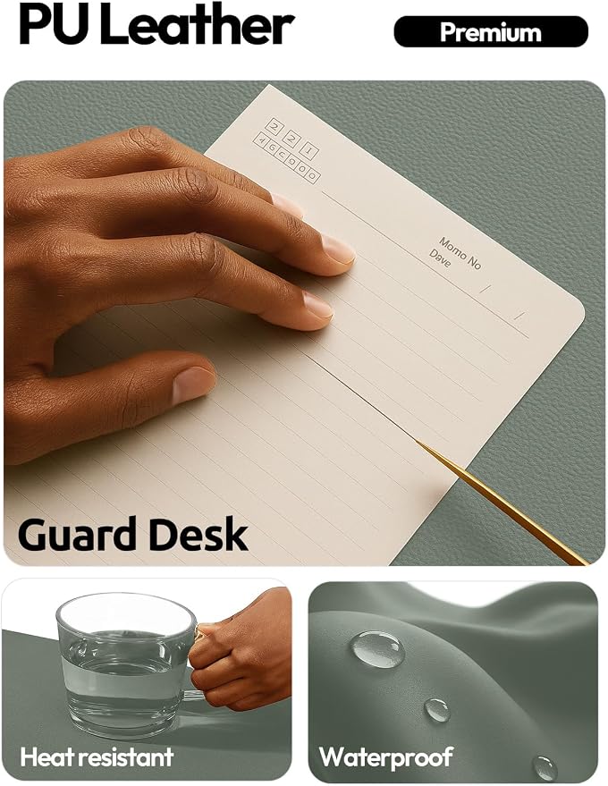 YSAGi Leather Desk Pad Protector, Office Desk Mat, Large Mouse Pad, Non-Slip PU - Image 4
