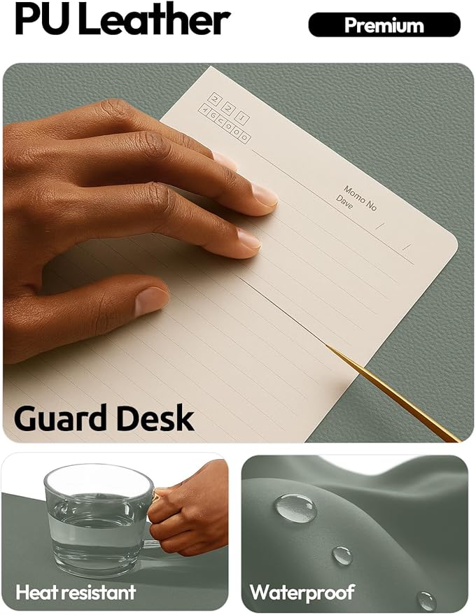 YSAGi Leather Desk Pad Protector, Office Desk Mat, Large Mouse Pad, Non-Slip PU - Image 4