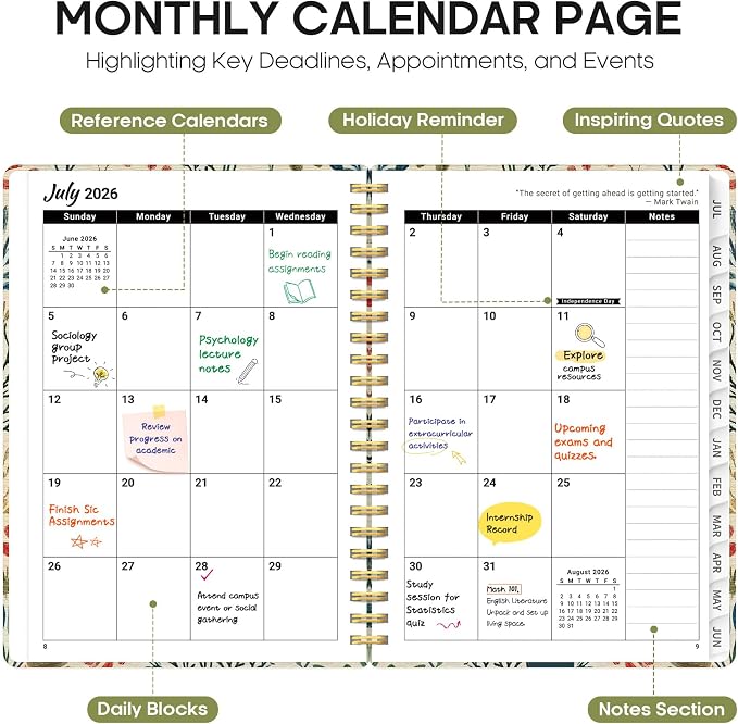 Planner 2026-2027, Academic Year Weekly and Monthly Calender Planner, from Jul - Image 2
