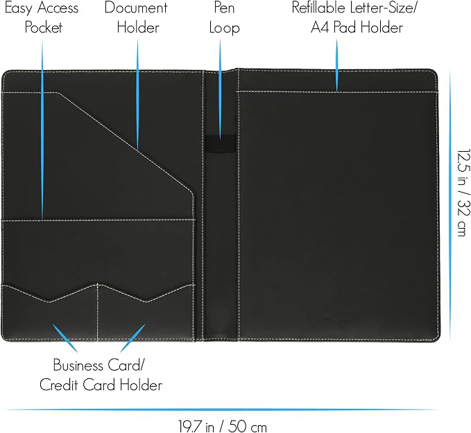 STYLIO Padfolio Portfolio Organizer Binder | Interview Resume Folder, Legal - Image 3
