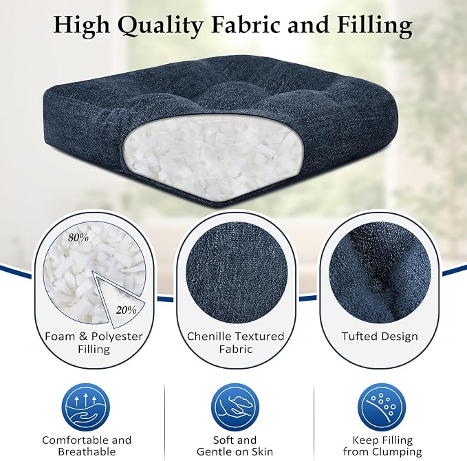 downluxe Chair Cushions for Dining Chairs 4 Pack, Tufted Indoor Chair Pads - Image 2