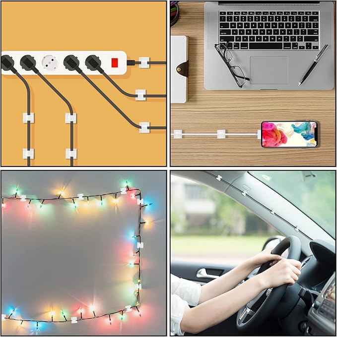 200 Pcs Cable Clips, Adhesive Cable Organizer Cord Holder Wire Clip Wire - Image 7