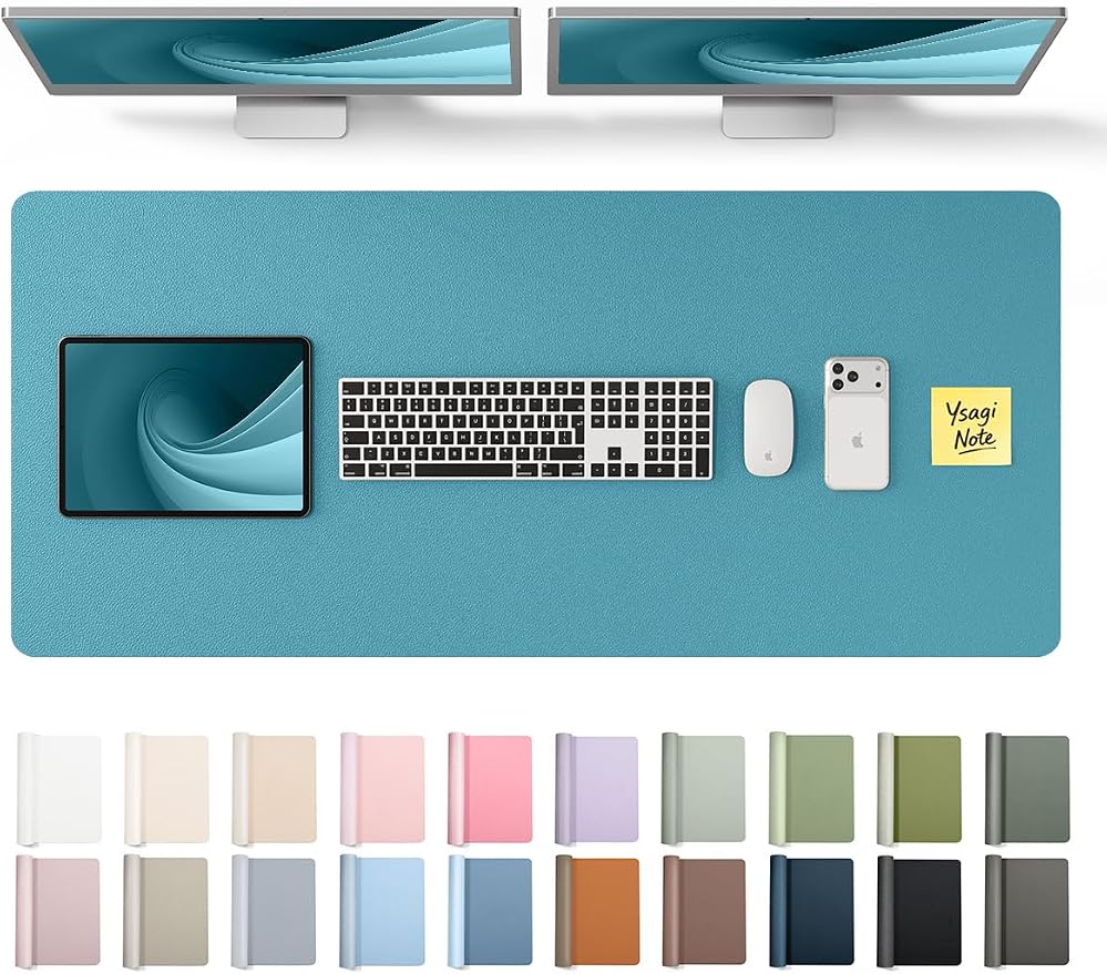 YSAGi Leather Desk Pad Protector, Office Desk Mat, Large Mouse Pad, Non-Slip PU by YSAGi