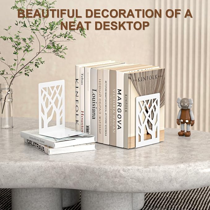 VFINE Withe Bookend 4-Piece, Tree Design Bookends - Image 3